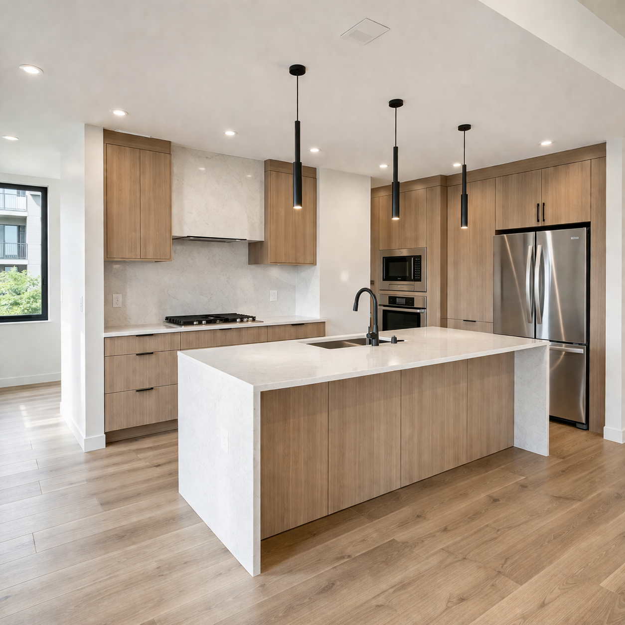 Apartment kitchen ready for next tenant after turnover cleaning
